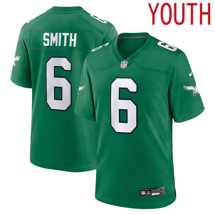Youth Philadelphia Eagles 6 DeVonta Smith Nike Kelly Green Alternate Player Game NFL Jersey